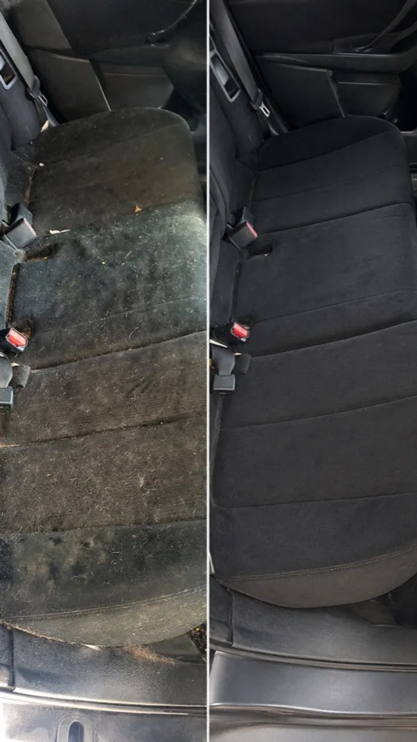 Interior detailing result — clean seats and dashboard at Derek's Auto Detail Seattle